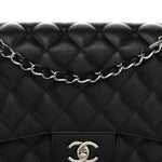 Caviar Quilted Jumbo Double Flap Black