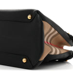 Grainy Calfskin House Check Large Banner Tote Black