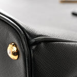Saffiano Lux Medium Galleria Double Zip Tote Black