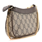 GG Supreme Monogram Textured Dollar Calfskin Mini Ophidia Chain Bag Beige Ebony