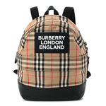 House Check Canvas Calfskin Small Nico Backpack Archive Beige