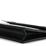 Grain De Poudre Matelasse Chevron Monogram Envelope Chain Wallet Black
