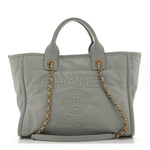Calfskin Embossed Small Deauville Tote Light Blue
