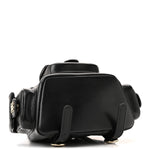 Shiny Caviar Quilted Small Duma Pockets Drawstring Backpack Black