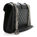 Grain De Poudre Textured Mixed Matelasse Triquilt Medium Monogram Satchel Black