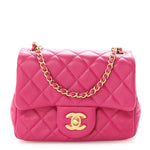 Lambskin Quilted Mini Pearl Crush Flap Fuchsia