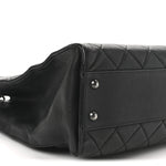 Goatskin Quilted Small Perfect Edge Shopping Tote Black