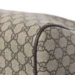 GG Supreme Monogram Textured Dollar Calfskin Web Medium Savoy Duffle Bag Beige Dark Brown