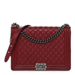 Caviar Quilted Large Boy Flap Dark Red
