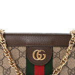 GG Supreme Monogram Web Small Ophidia Chain Shoulder Bag Brown