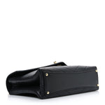 Lambskin Chevron Stitched Medium Envelope Flap Black