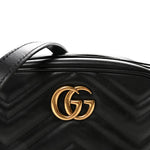 Calfskin Matelasse Mini GG Marmont Chain Shoulder Bag Black