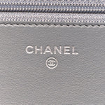 Caviar Chevron Quilted Boy Wallet On Chain WOC Grey