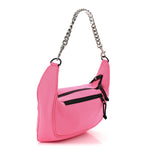 Recycled Sport Nylon Chain Logo Medium Raver Bag Fluo Pink Black