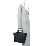 Drummed Calfskin Micro Luggage Black