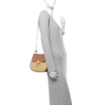 Suede Smooth Calfskin Drew Shoulder Bag Milky Coffee