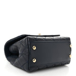 Goatskin Quilted Extra Mini Rainbow Coco Handle Flap Navy Blue