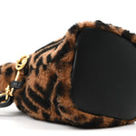Shearling Vitello Dolce F is Fendi Macro FF 1974 Mini Mon Tresor Bucket Bag Tobacco Black