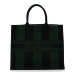 Canvas Embroidered Checkered Book Tote Black Green