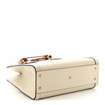 Textured Dollar Calfskin Web Small Diana Tote Bag Mystic White