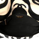 Fabric Printed Large Chanel 19 Flap Black Ecru