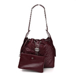 Shiny Crumpled Calfskin Quilted Medium Chanel 25 Handbag Dark Burgundy