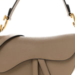 Grained Calfskin Saddle Bag With Strap Taupe