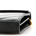 Grain De Poudre Matelasse Chevron Monogram Chain Wallet Black