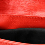 Matte Goatskin Rubber Covered Classic Hardware Envelope Clutch Rouge Ambre