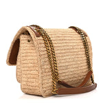 Raffia Calfskin Monogram Medium Niki Chain Satchel