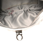 Metallic Calfskin Small Gancini Clutch Silver