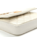 Shiny Aged Calfskin Quilted Waist Belt Bag White