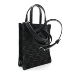 Denim Cuoio Harness GG Monogram Mini Ophidia Tote Bag Black Medium Grey