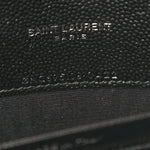 Grain De Poudre Matelasse Chevron Monogram Envelope Chain Wallet Black