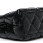 Shiny Aged Calfskin Quilted Nano Kelly Shopper Black