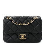 Grained Lambskin Quilted Mini Flap Black