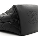 Lambskin Quilted Crystal Small CC Chain Hobo Black