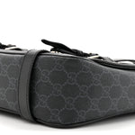 GG Supreme Monogram Textured Dollar Calfskin Retro Interlocking G Flap Messenger Bag Black