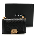 Caviar Quilted Small Boy Flap Black