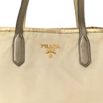Tessuto Nylon Saffiano Shopping Tote White