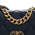 Lambskin Quilted Medium Chanel 19 Flap Navy Blue