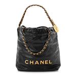 Shiny Calfskin Quilted Mini Chanel 22 Black