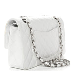Caviar Quilted Medium Double Flap White