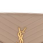 Grain De Poudre Matelasse Chevron Monogram Envelope Clutch Dark Beige