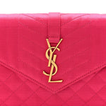 Satin Mixed Matelasse Triquilt Monogram Chain Wallet Guava