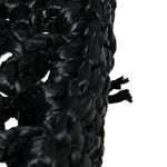 Yarn Raffia Effect Crochet Logo Embroidered Tote Bag Black