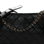 Aged Calfskin Quilted Medium Gabrielle Hobo Black