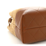 Suede Calfskin Shiny Lambskin Quilted Small Coco Base Shopping Bag Beige Brown