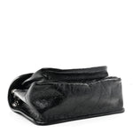 Crinkled Calfskin Matelasse Monogram Medium Niki Chain Satchel Black