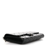 Patent Quilted Wallet On Removable Chain WOC Black